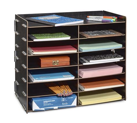 Adiroffice Wood 12 Compartment Paper Literature Organizer Sorter Ebay