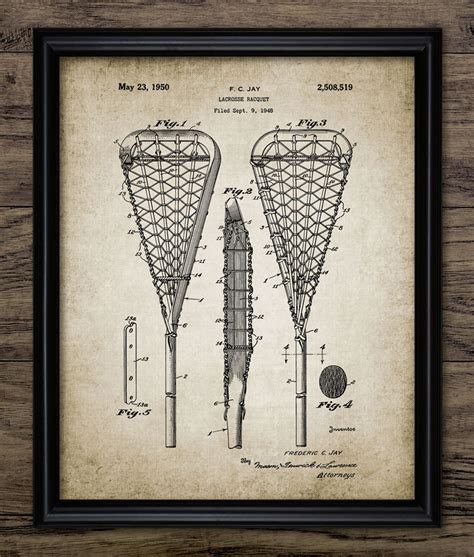 Lacrosse Racket Patent Print 1950 Lacrosse Racquet Etsy