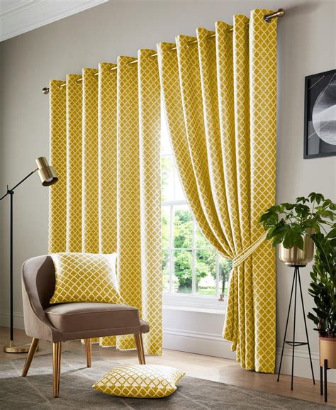 Cotswold Ready Made Lined Eyelet Curtains In Ochre Free Delivery £100