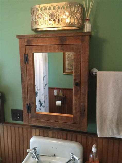 Rustic Medicine Cabinet With Mirror Made From 1892 Barn Wood Etsy
