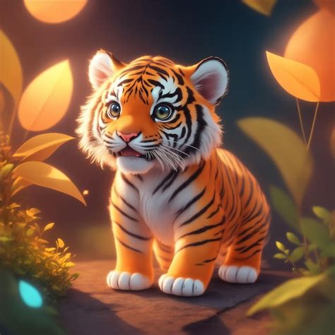 Premium Photo Very Detailed Cute Tiger Generate Ai