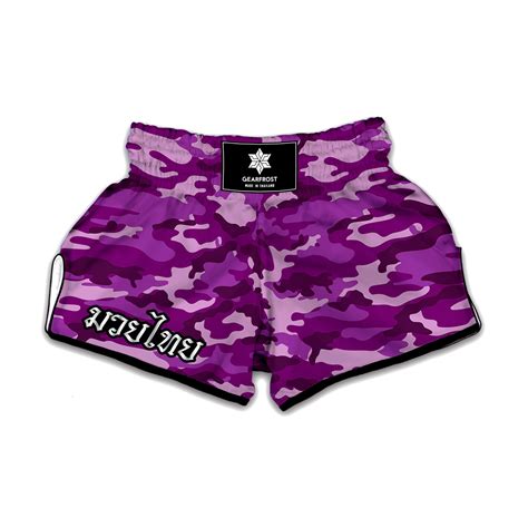 Dark Purple Camouflage Print Muay Thai Boxing Shorts Gearfrost