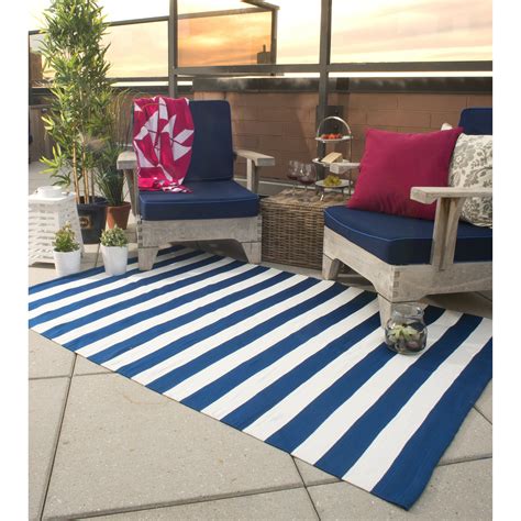 Fab Rugs Nantucket Striped Blue And White Indooroutdoor
