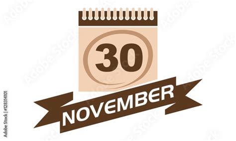 30 November Calendar With Ribbon Stock Image And Royalty Free Vector