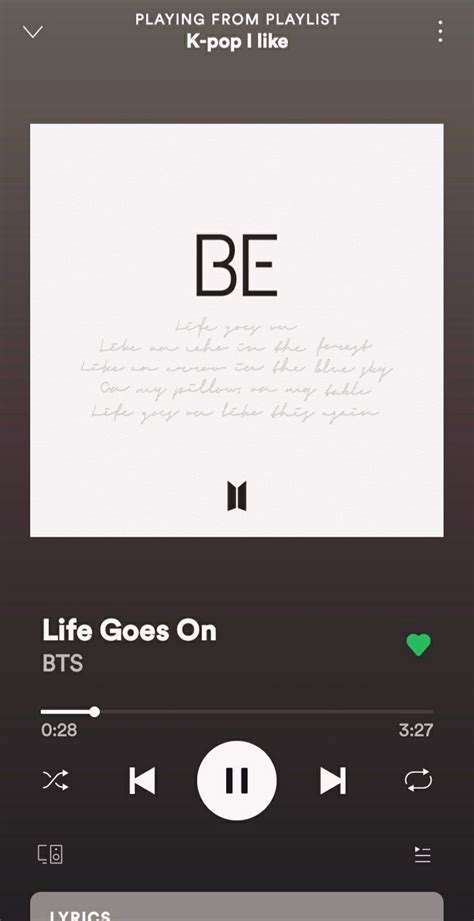 Bts Album Be Song Life Goes On Stream On Spotify Now Bts
