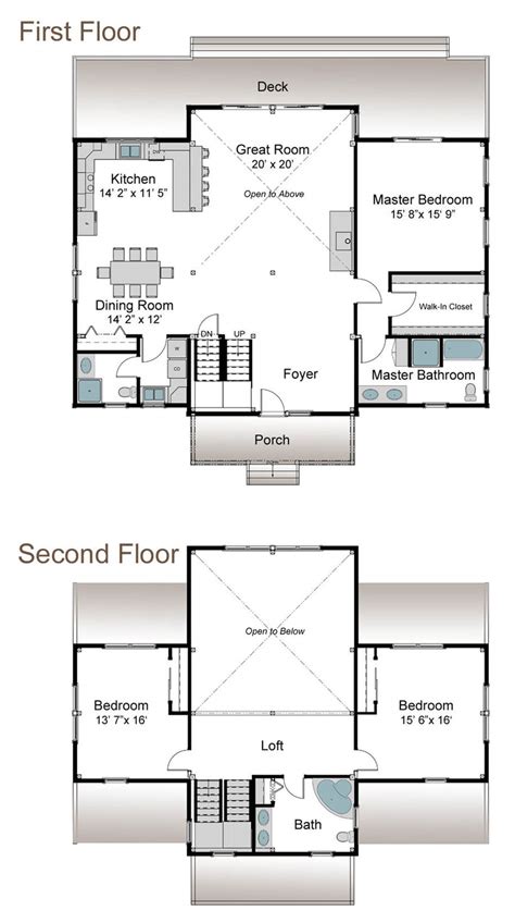 Lake house plans are typically designed to maximize views off the back of the home. FAIRLEE LAKE HOUSE FLOOR PLANS - American Post & Beam Homes - Modern Solutions to Traditional Living