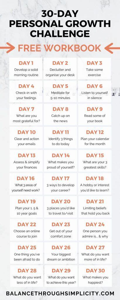 30 Day Personal Growth Challenge Balance Through Simplicity 30 Day