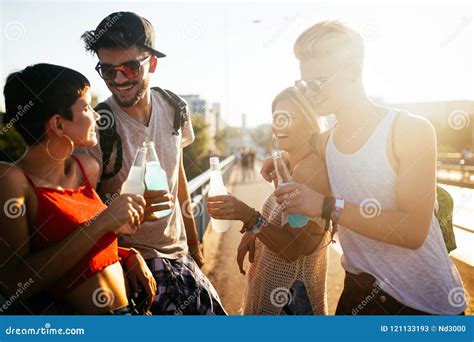 Group Of Young Friends Having Fun Together Stock Image Image Of Happy