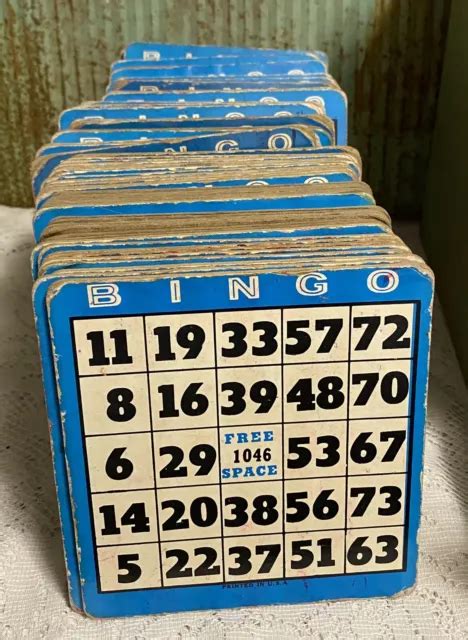 Vintage Thick Cardboard Stock Bingo Cards Blue Color 12 Piece Lots
