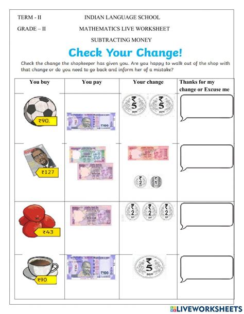 Money Online Exercise For Grade 2 Live Worksheets