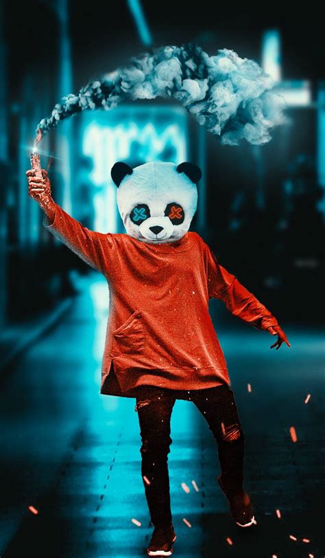 Game Over Neon Panda Mask Wallpaper Hd Img Woot