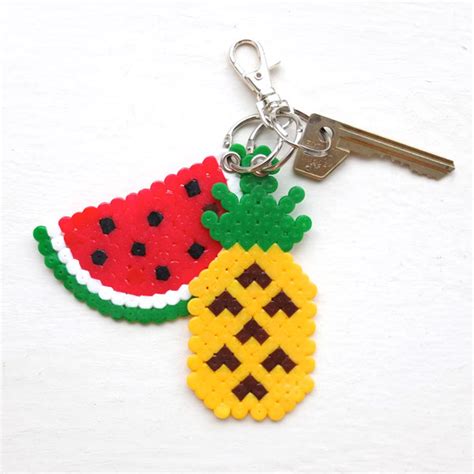 Fun Fruit Keychains Try This Hama Bead Idea My Poppet Makes