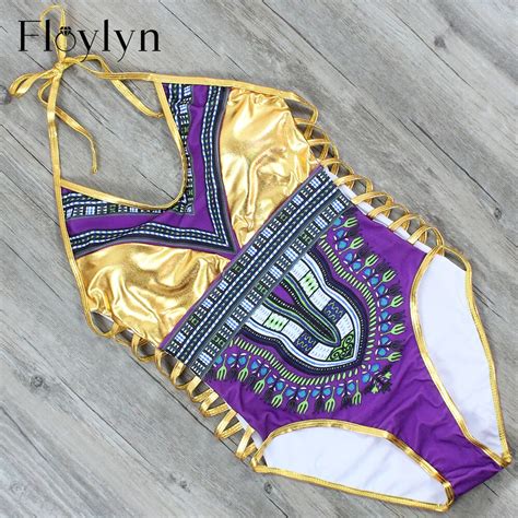 floylyn sexy swimwear women push up one piece swimsuit summer bandage swimwear printing bronzing