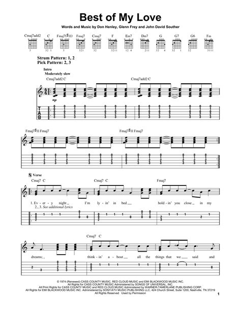 If a particular guitar tab you want isn't posted here, submit the artist name and song title via the contact form to the right and we'll do our best to upload it within a week. Best Of My Love by Eagles - Easy Guitar Tab - Guitar ...