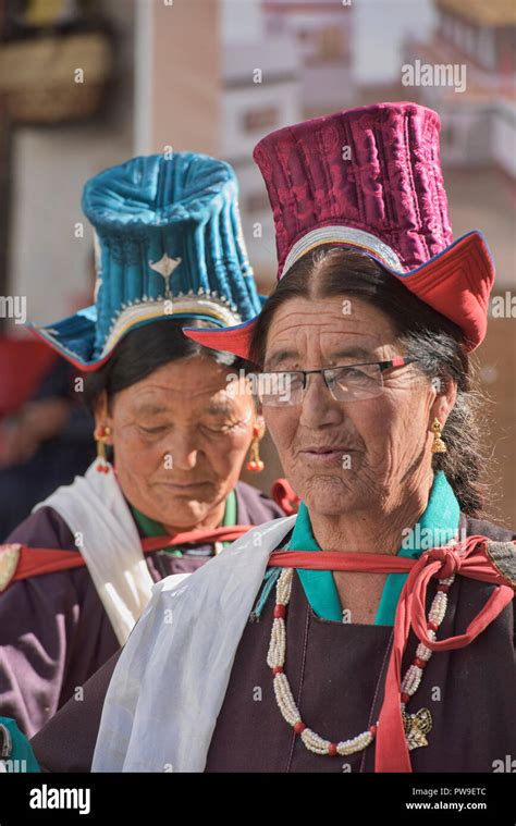 Ladakhi Women In Traditional Dress At A Tara Prayer Gathering Leh