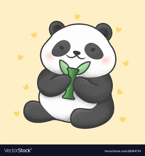 Cute Panda Bear Cartoon Hand Drawn Style Vector Image