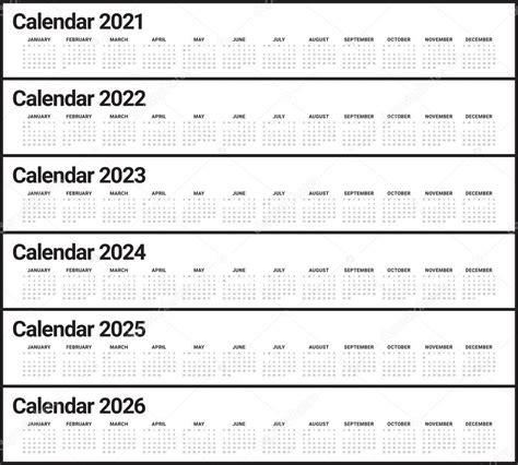 Año 2021 2022 2023 2024 2025 2026 Plantilla De Diseño De Vectores De