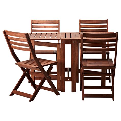 4 wooden folding chairs, 2 black and 2 white. Beautiful Outdoor Bistro Set Ikea - HomesFeed