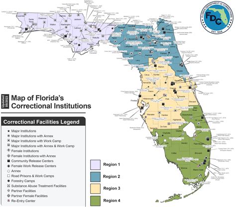 Large Institutions Map Florida Department Of Corrections