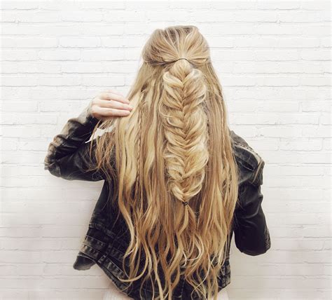 New hair ponytail braid claw extensions elastic thick long fishtail plaited nck. Half-up Fishtail Braid Hair Tutorial - Kassinka