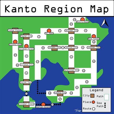 Pokemon Labeled Kanto Map By Theartfridge Pokemon Pokemon Blue Map