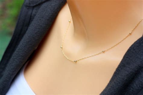 Gold Necklace Dainty Thin Gold Chain Choker Necklace Etsy In 2020