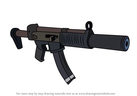 How to draw a gun easy. Learn How to Draw Suppressed Submachine Gun from Fortnite ...