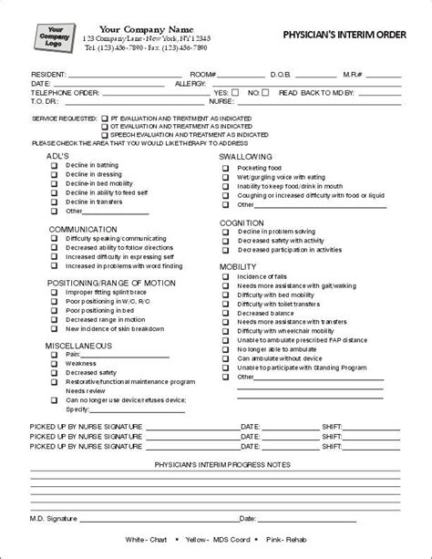 Physicians Interim Order Item 5916 Nursing Home Forms