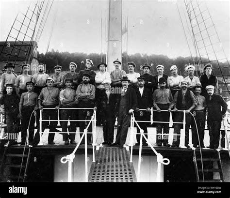 Crew Of The Four Masted Bark Lisbeth On Deck Washington Ca 1900