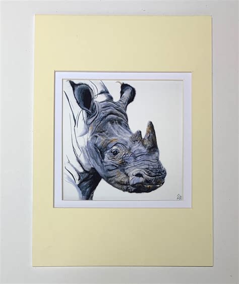 Mounted Rhino Fine Art Giclee Print Etsy