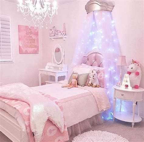 A set of furniture and decor for decoration of the bedroom in a gentle style, shabby chic. 46 Lovely Girls Bedroom Ideas | Girl bedroom decor, Kids ...