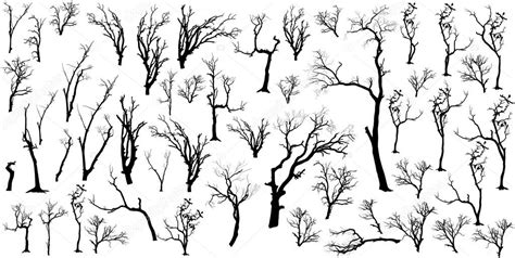 De l'originalité à petits prix pour vos murs tout nus. Large Collection Of Dead Trees Silhouettes Set — Stock Vector © baavli #6126296