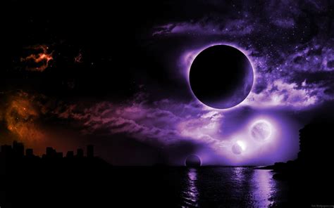 Wallpaper Night Purple Moon Moonlight Atmosphere Midnight