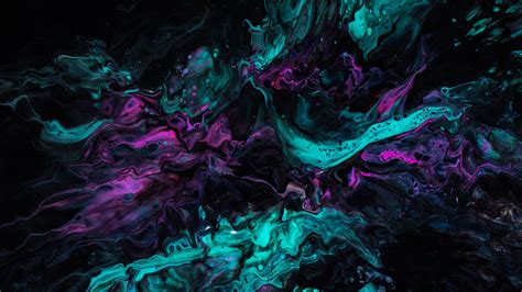 Paint Stains Mixing Liquid Turquoise Purple Dark 4k Hd Wallpapers Hd