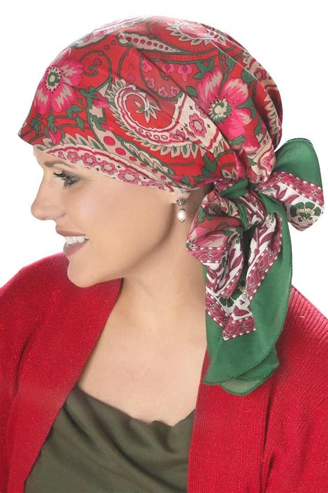 Noelle Paisley Woodblock Head Scarf Hand Stamped Headscarf Stylish