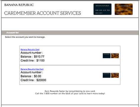 Banana republic offers a card member account service where you can manage everything to do with your credit account, including checking your balance, paying bills, and monitoring your rewards. How to pay your bill via eService Banana Republic? | MyCheckWeb.Com