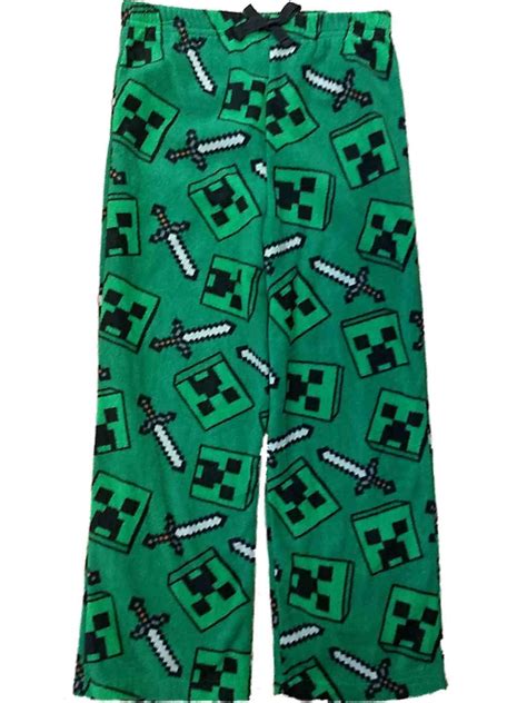 Boys Green Fleece Minecraft Pajama Bottoms Mine Craft Lounge Sleep Pants Walmart Com