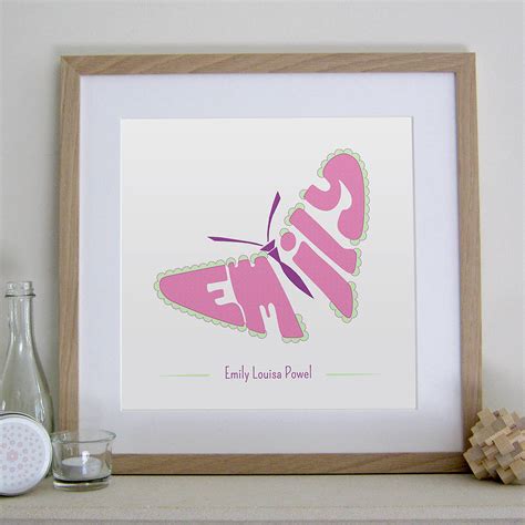 Personalised Butterfly Print By Name Art