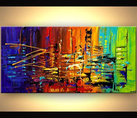 Textured City Painting Colorful Abstract Painting Heavy Impasto In 2023