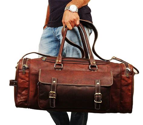 Genuine Leather Traveler Overnight Weekender Duffle Bag | Classy ...