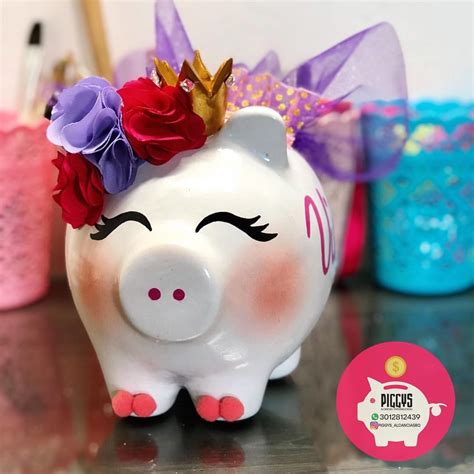 Piggy 🐽 Reina Rosa 👑 • ⭐️alcancías Personalizadas 100 Pintadas A Mano