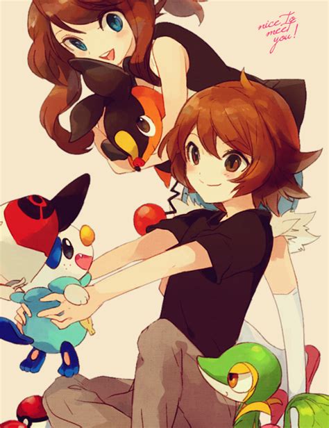 Hilda Hilbert Oshawott Snivy And Tepig Pokemon And More Drawn