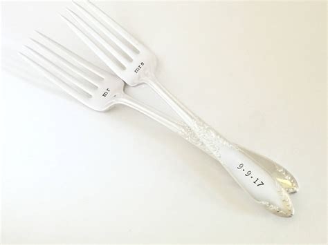 Custom Wedding Fork Set Handstamped Wedding Date Forks Etsy
