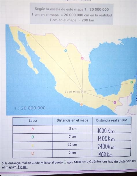 Calcula La Distancia De La Cd De México A Los Puntos Marcados