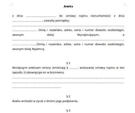 Standardowa umowa najmu lokalu mieszkalnego wzór pdf i aneks Rynek