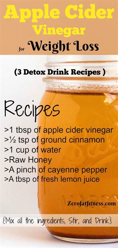 Some grocery stores do sell apple cider vinegar that has been pasteurized, which means it won't contain the mother. Apple Cider Vinegar for Weight Loss - 3 Detox Drink ...