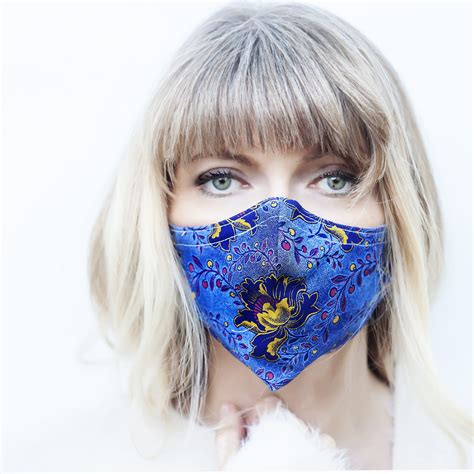 Silk And Cotton Face Mask Adult Triple Layered Deep Blue The Silk