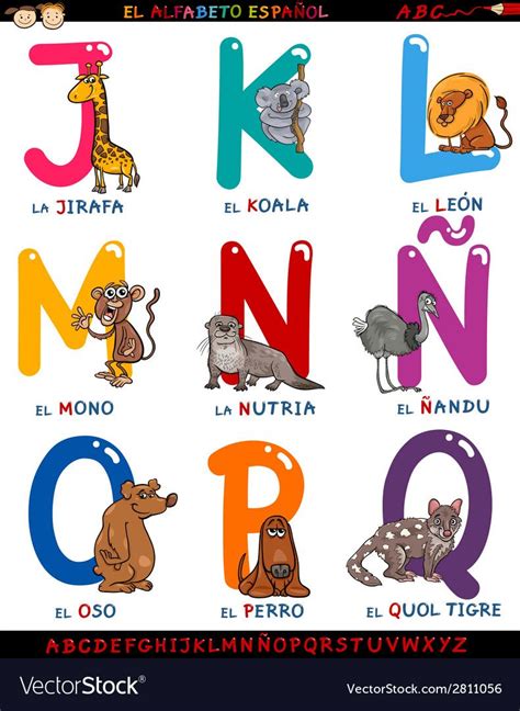 An Alphabet With Animals And Letters In Spanish