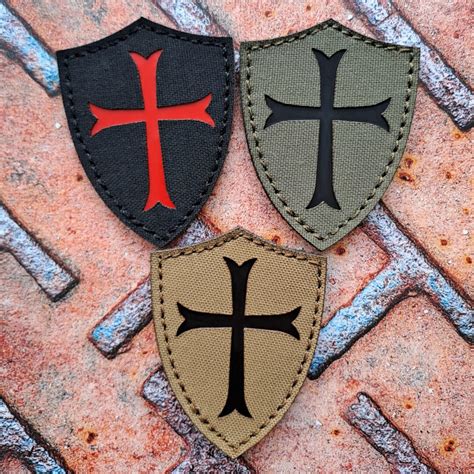 Crusader Cross Shield Morale Lasercut Patch Etsy
