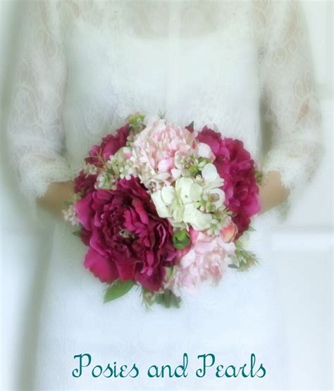 Pink Peony Bridal Bouquet Light Pink Fuchsia And Ivory Etsy